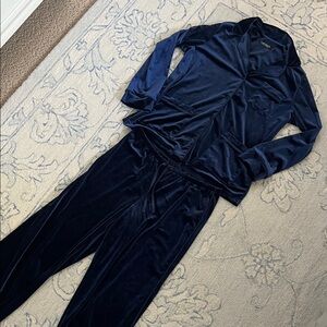 Ralph Lauren Navy Blue Velour Pajama Set